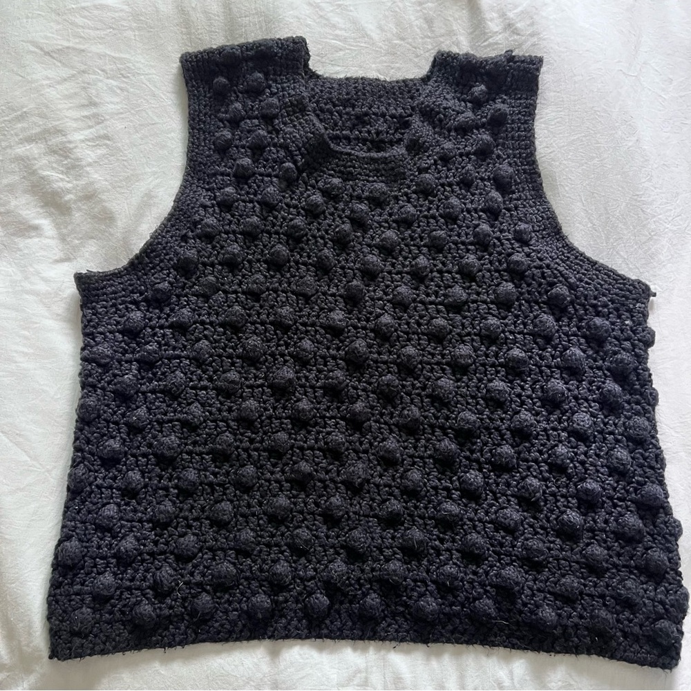 Navy Blue Bubble Knit Vest